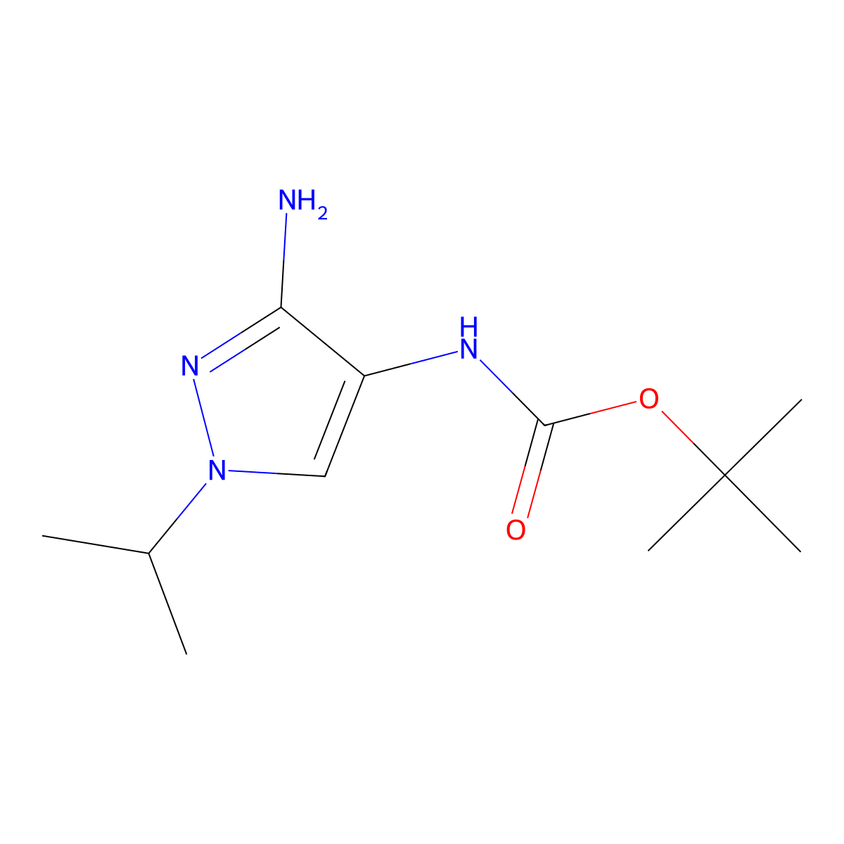 tert-butyl (3-amino-1-isopropyl-1H-pyrazol-4-yl)carbamate molecular structure, CAS 2171317-08-9