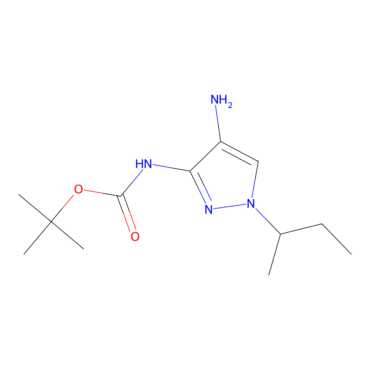 tert-butyl (4-amino-1-sec-butyl-1H-pyrazol-3-yl)carbamate molecular structure, CAS 2171317-21-6
