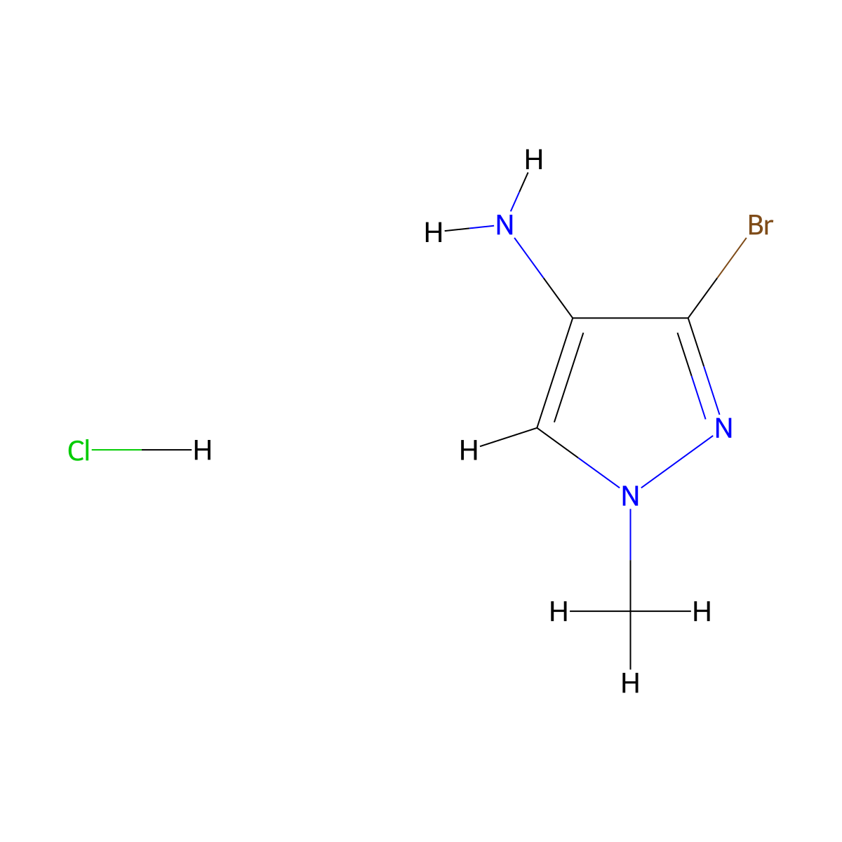 3-Bromo-1-methyl-1H-pyrazol-4-amine hydrochloride molecular structure, CAS 2171317-29-4