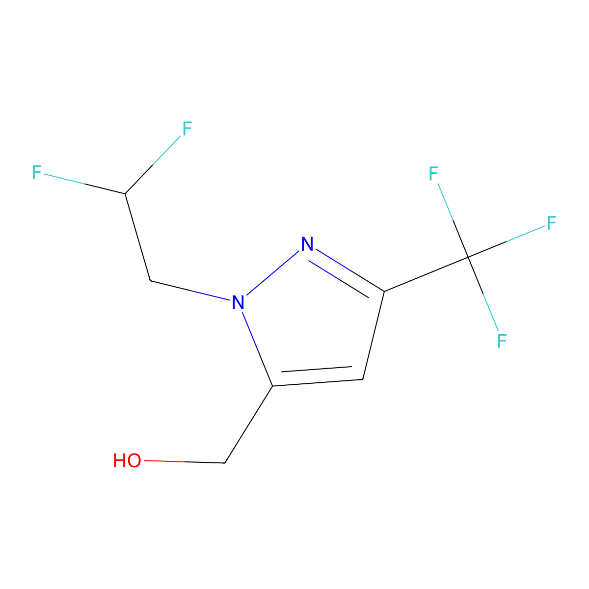 [1-(2,2-Difluoroethyl)-3-(trifluoromethyl)-1H-pyrazol-5-yl]methanol molecular structure, CAS 2171317-37-4
