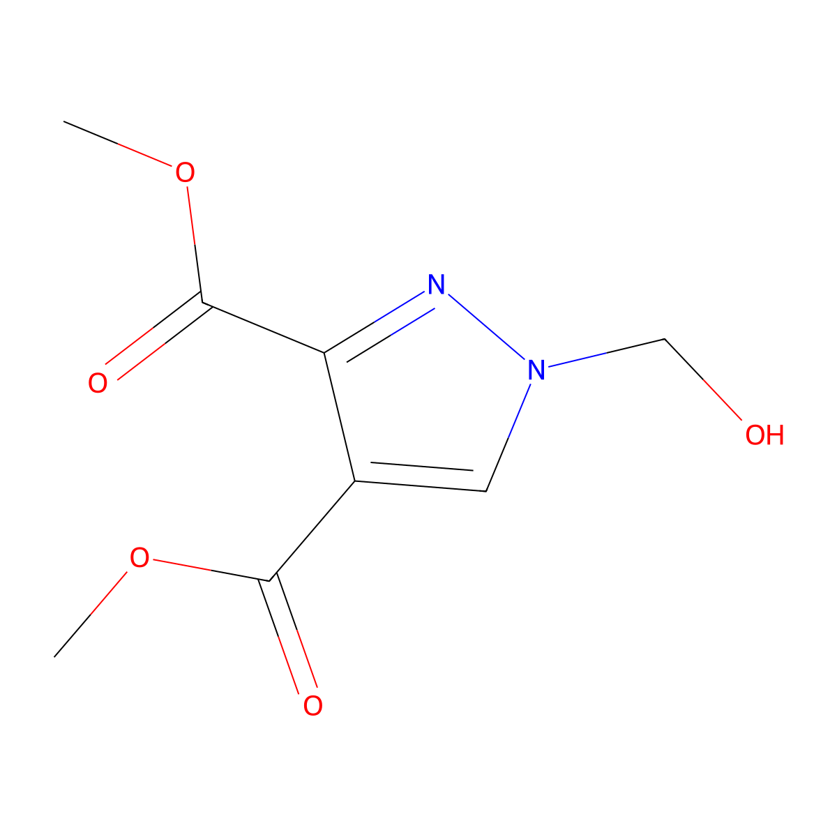 Dimethyl 1-(hydroxymethyl)-1H-pyrazole-3,4-dicarboxylate molecular structure, CAS 2171317-40-9
