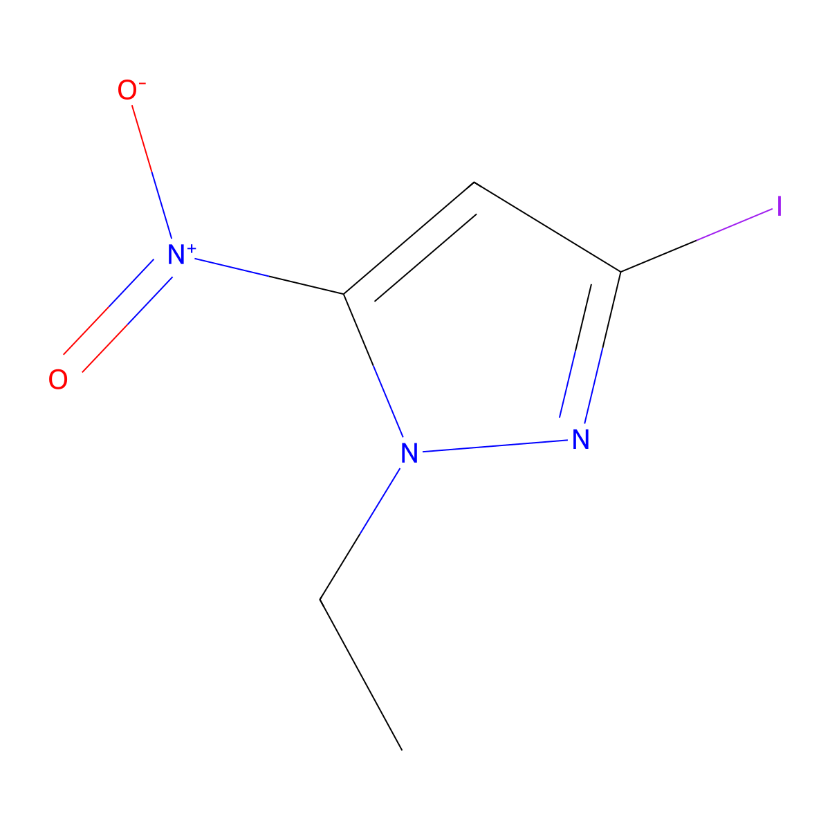 1-Ethyl-3-iodo-5-nitro-1H-pyrazole molecular structure, CAS 2171317-67-0