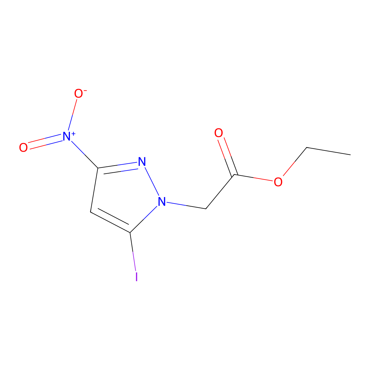 Ethyl (5-iodo-3-nitro-1H-pyrazol-1-yl)acetate molecular structure, CAS 2171317-68-1