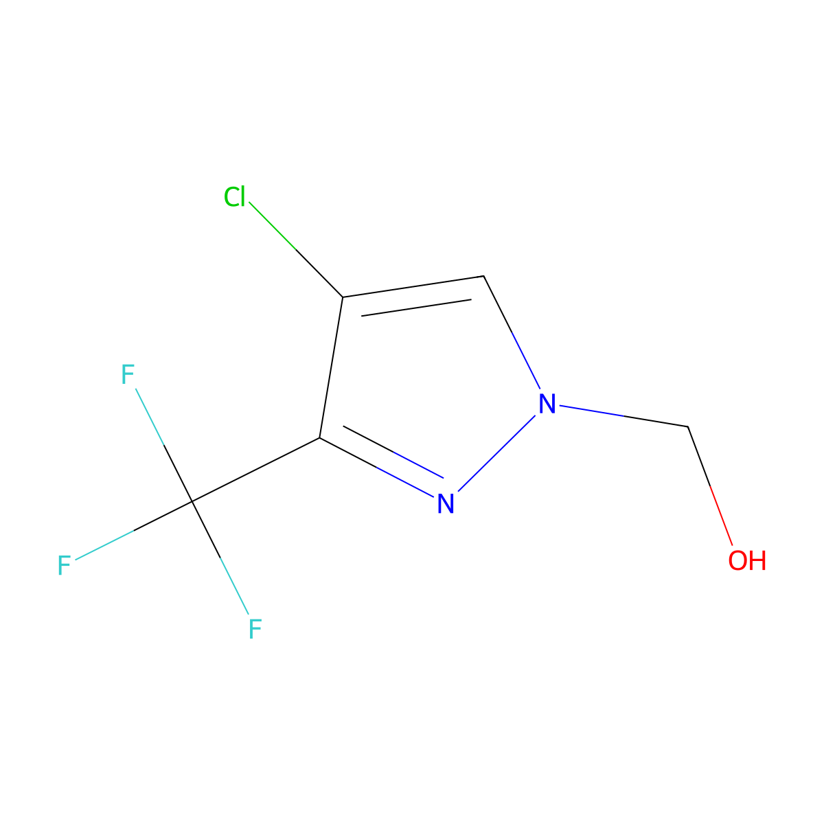 [4-Chloro-3-(trifluoromethyl)-1H-pyrazol-1-yl]methanol molecular structure, CAS 2171317-72-7