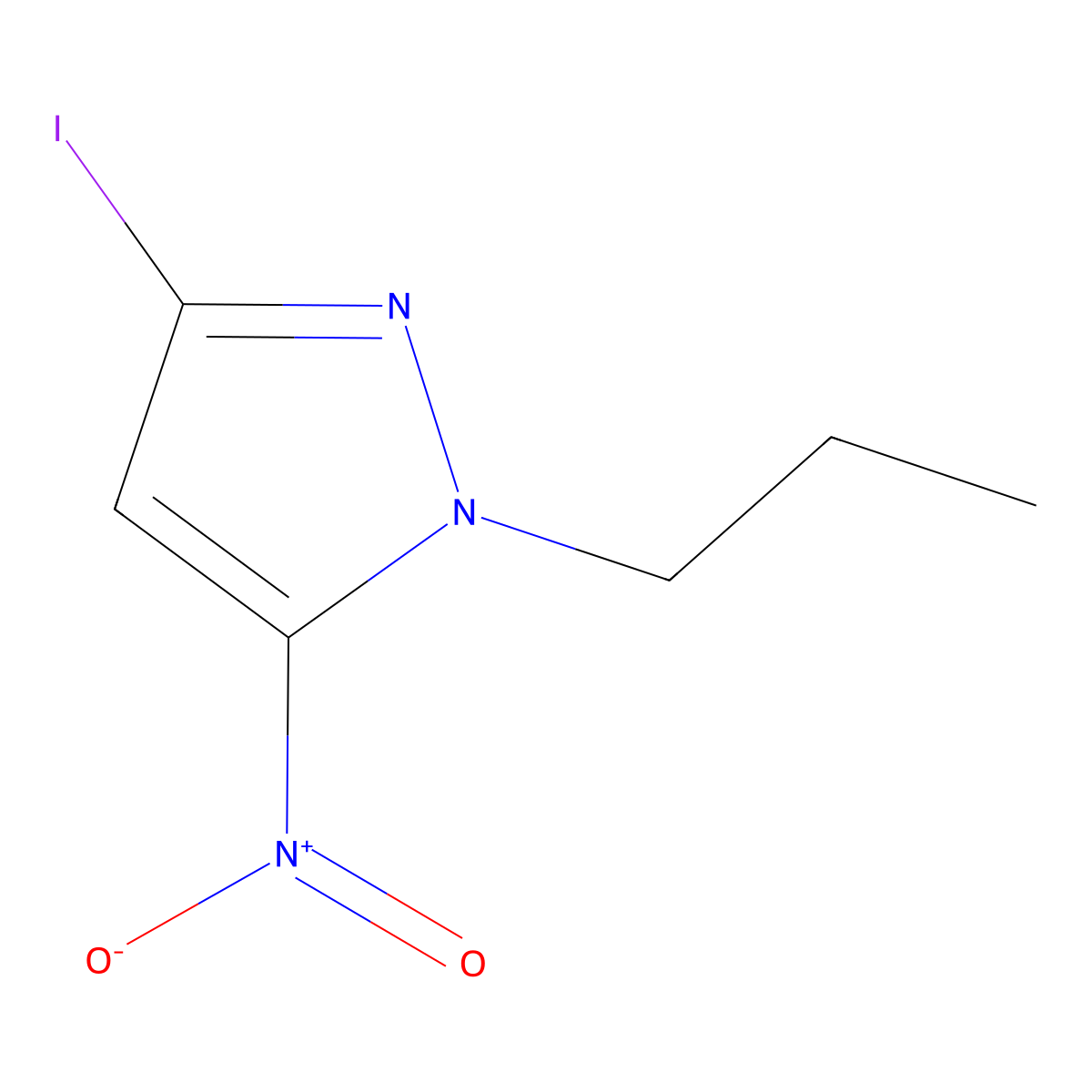 3-Iodo-5-nitro-1-propyl-1H-pyrazole molecular structure, CAS 2171318-53-7