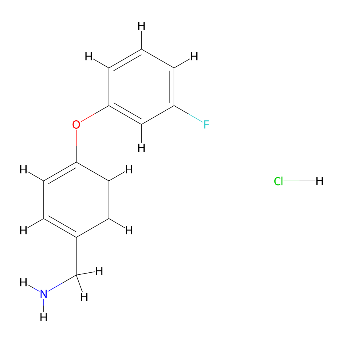 [4-(3-Fluorophenoxy)phenyl]methanamine;hydrochloride molecular structure, CAS 2171318-54-8
