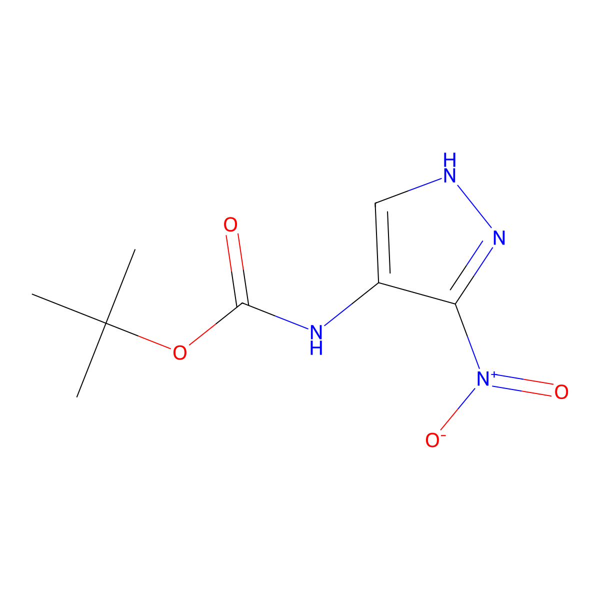tert-butyl N-(3-nitro-1H-pyrazol-4-yl)carbamate molecular structure, CAS 2171318-64-0