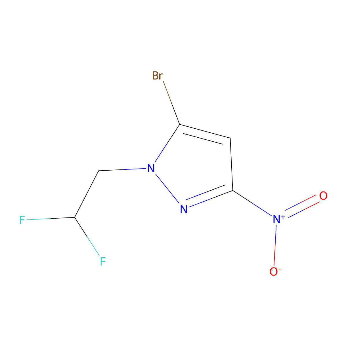5-Bromo-1-(2,2-difluoroethyl)-3-nitro-1H-pyrazole molecular structure, CAS 2171323-53-6