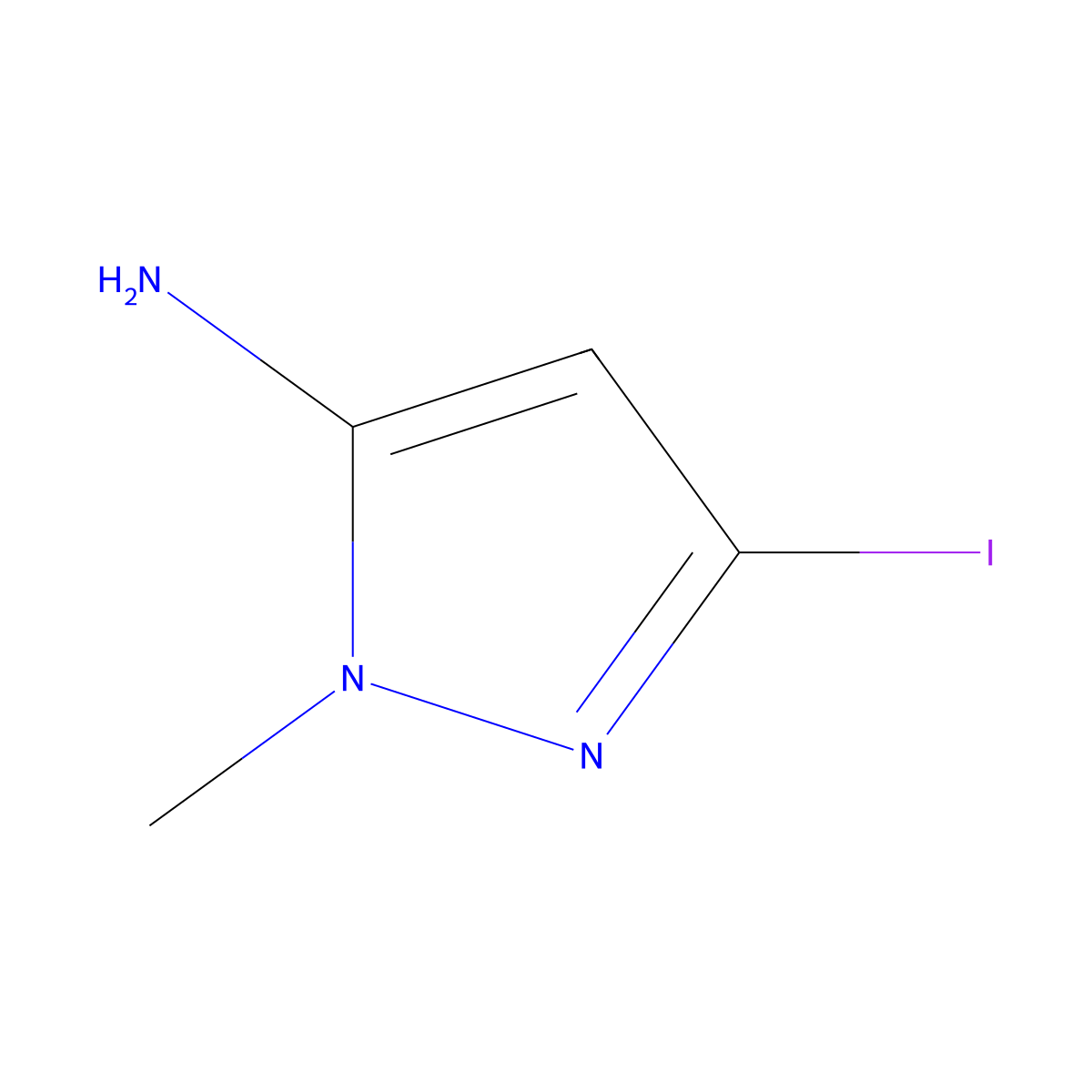 3-iodo-1-methyl-1H-pyrazol-5-amine molecular structure, CAS 2171323-54-7