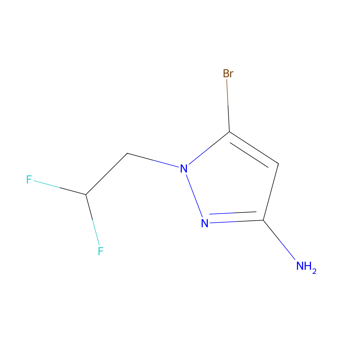 5-bromo-1-(2,2-difluoroethyl)-1H-pyrazol-3-amine molecular structure, CAS 2171323-57-0