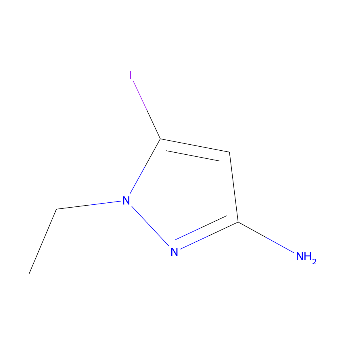 1-ethyl-5-iodo-1H-pyrazol-3-amine molecular structure, CAS 2171323-74-1