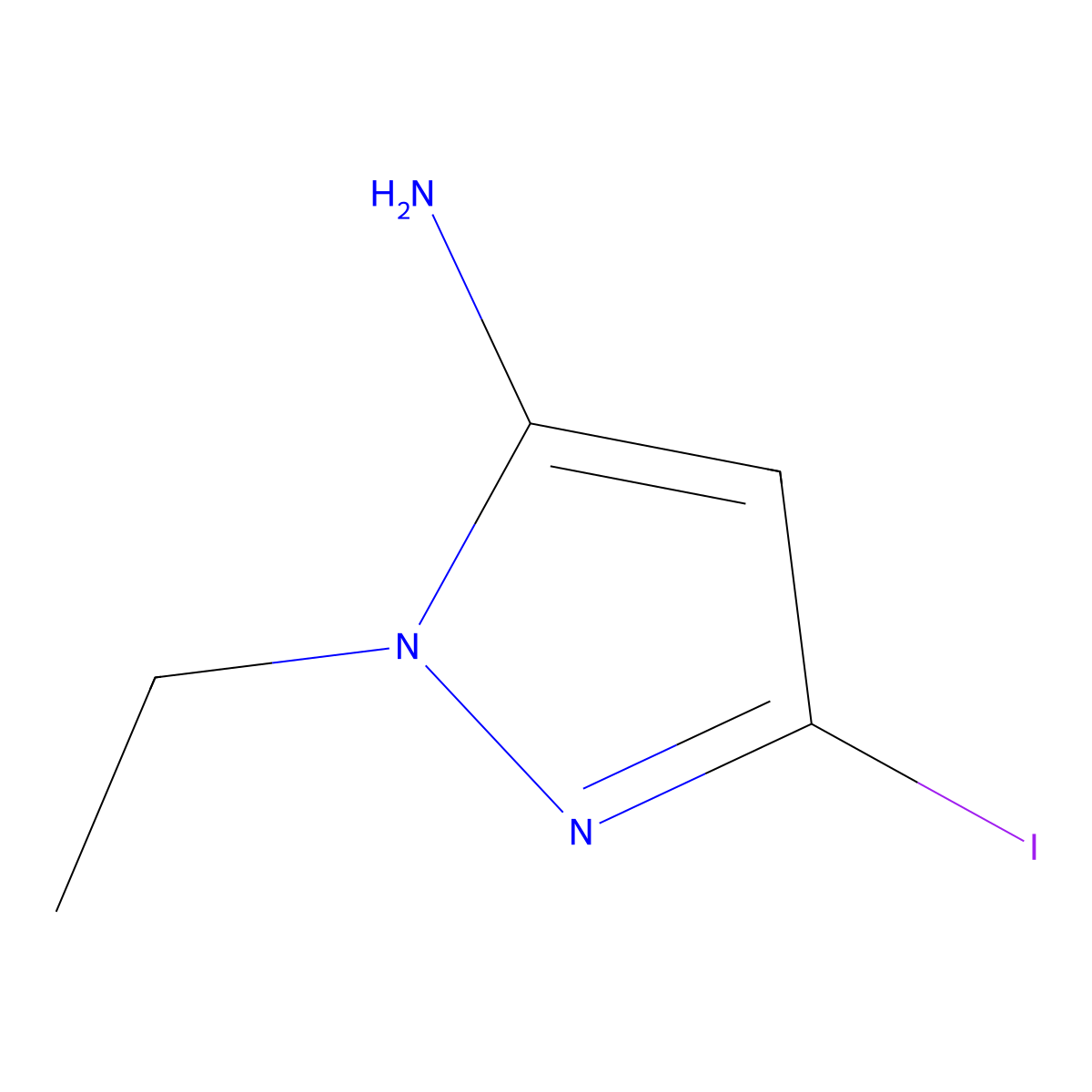 1-ethyl-3-iodo-1H-pyrazol-5-amine molecular structure, CAS 2171323-80-9