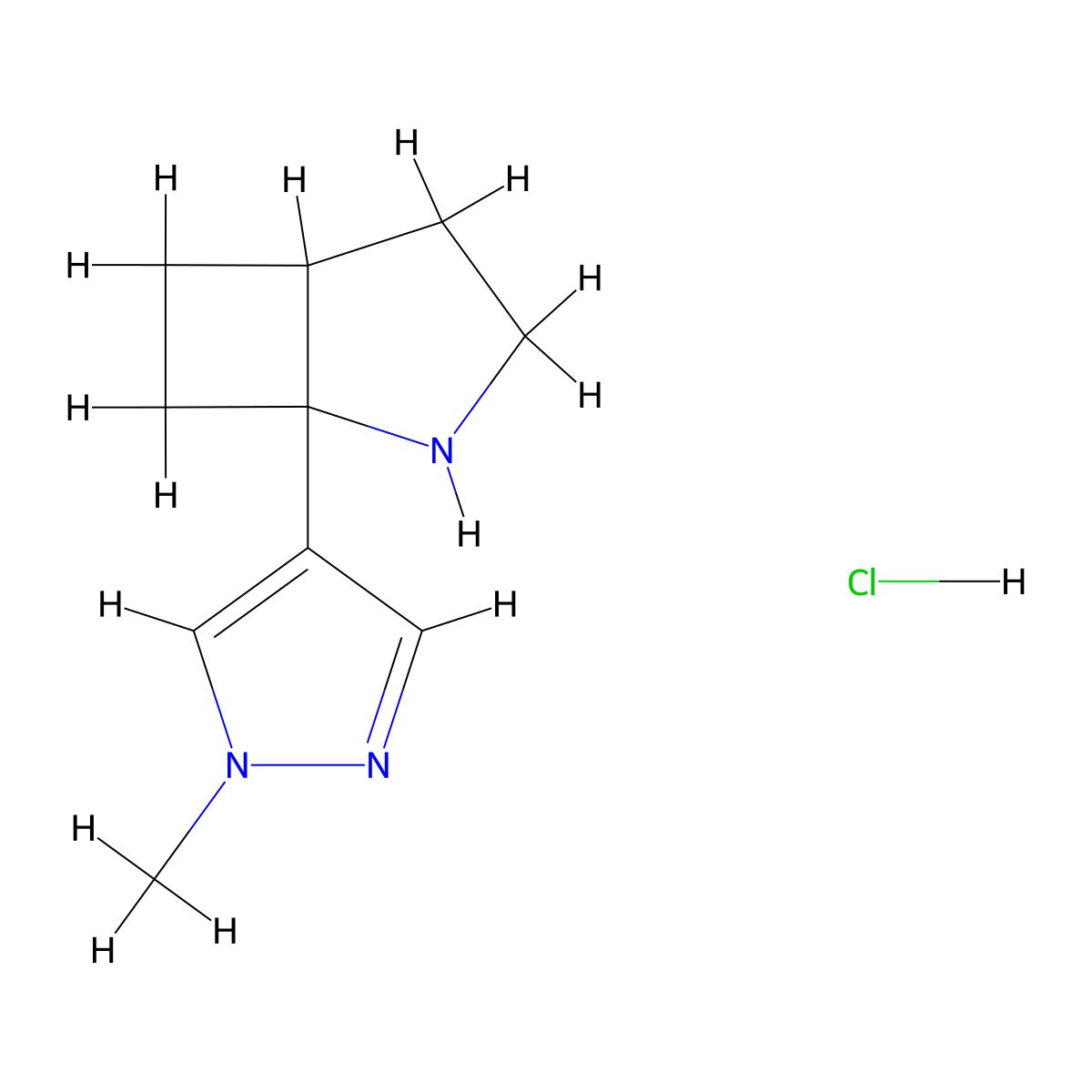 1-(1-methyl-1H-pyrazol-4-yl)-2-azabicyclo[3.2.0]heptane hydrochloride molecular structure, CAS 2171341-80-1