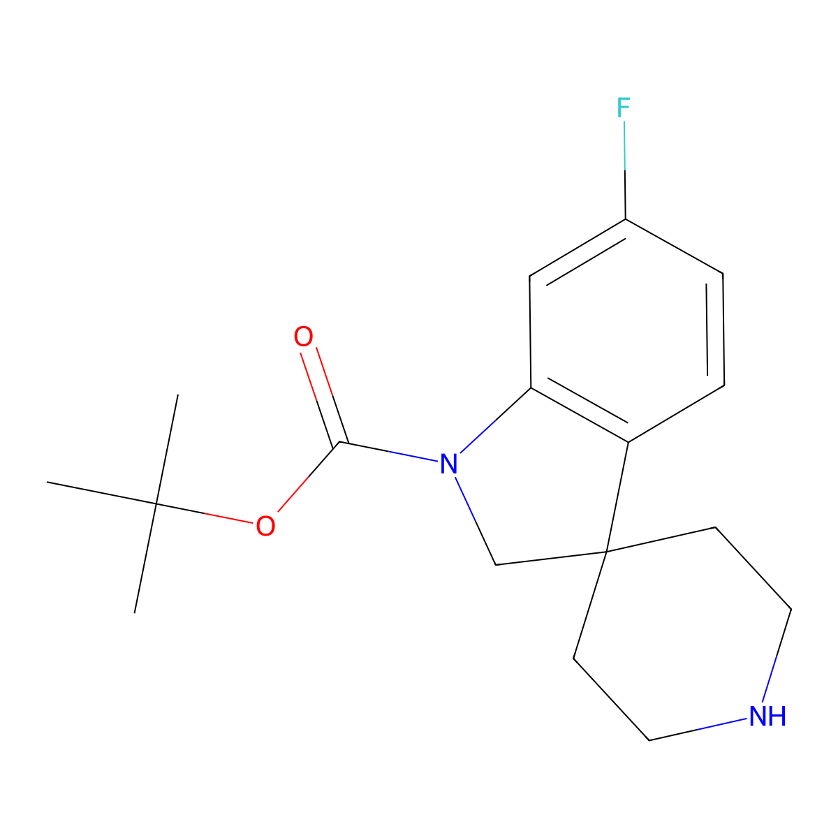 Tert-butyl 6-fluoro-1,2-dihydrospiro[indole-3,4'-piperidine]-1-carboxylate molecular structure, CAS 2171389-91-4
