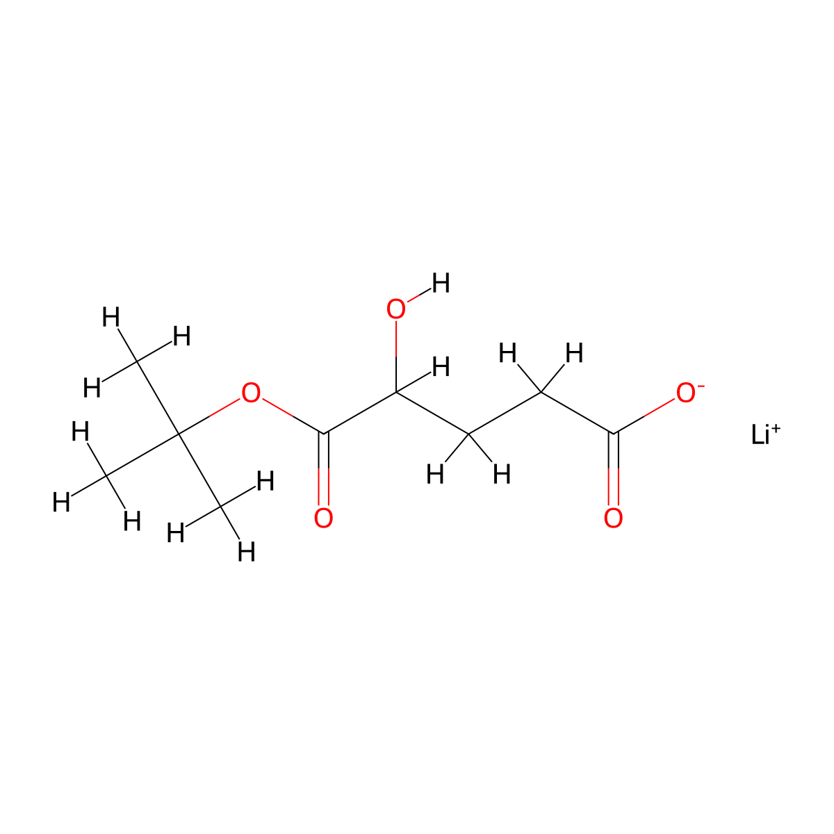 Lithium(1+) ion 5-(tert-butoxy)-4-hydroxy-5-oxopentanoate molecular structure, CAS 2171461-36-0