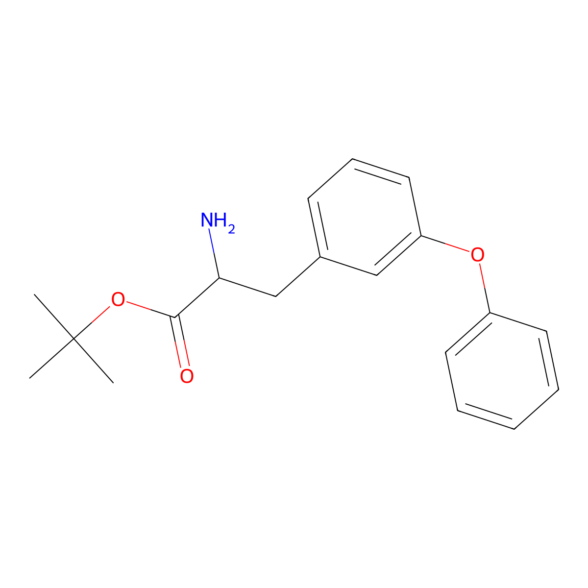Tert-butyl 2-amino-3-(3-phenoxyphenyl)propanoate molecular structure, CAS 2171461-98-4