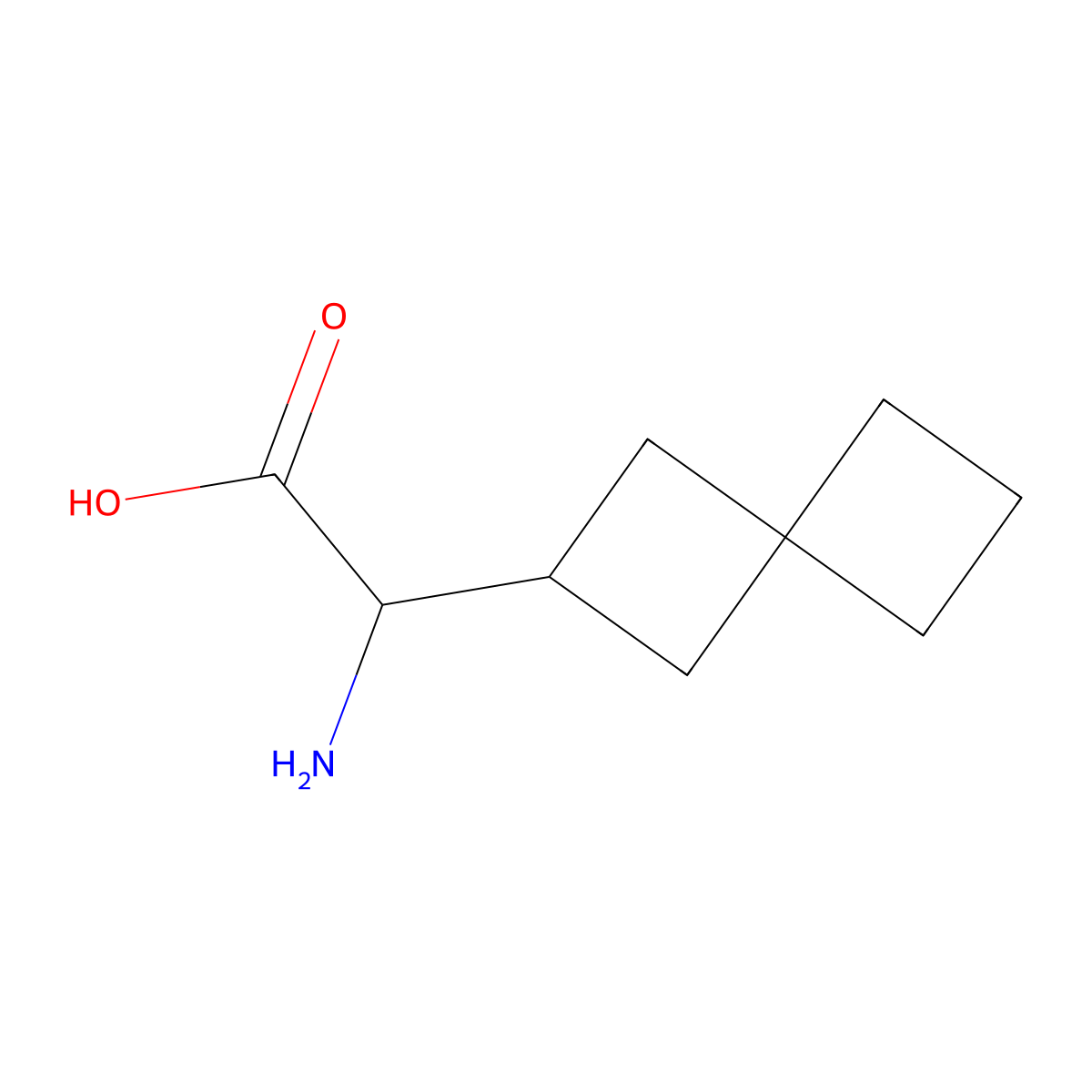 2-Amino-2-{spiro[3.3]heptan-2-yl}aceticacid molecular structure, CAS 2171464-67-6