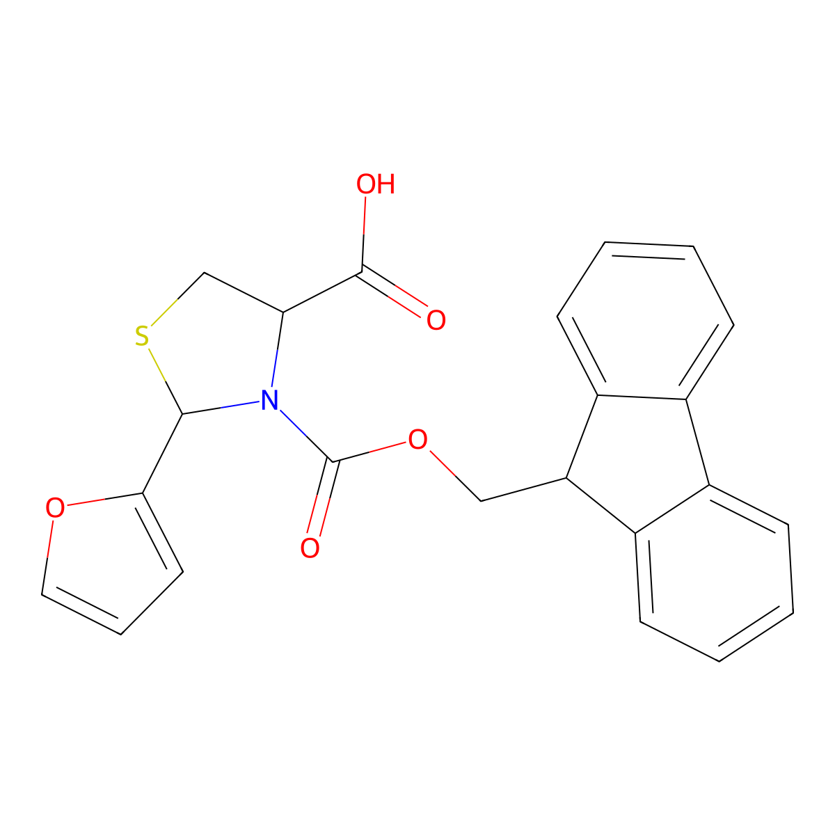 3-{[(9H-fluoren-9-yl)methoxy]carbonyl}-2-(furan-2-yl)-1,3-thiazolidine-4-carboxylic acid molecular structure, CAS 2171480-86-5