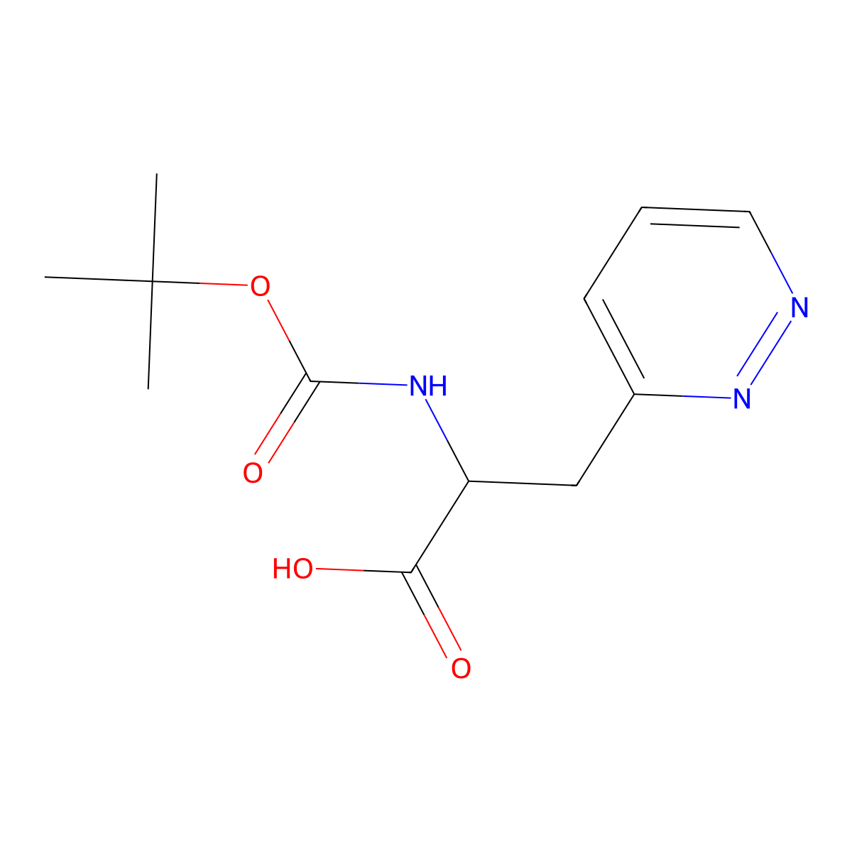 2-{[(Tert-butoxy)carbonyl]amino}-3-(pyridazin-3-yl)propanoic acid molecular structure, CAS 2171490-03-0