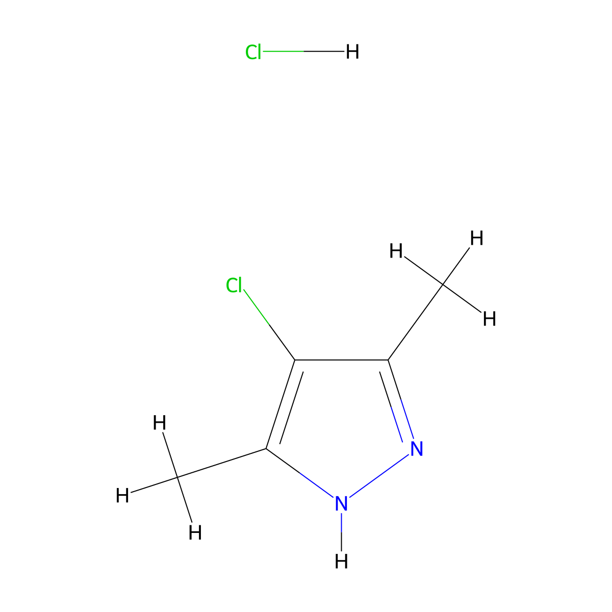 4-chloro-3,5-dimethyl-1H-pyrazole hydrochloride molecular structure, CAS 2171496-59-4