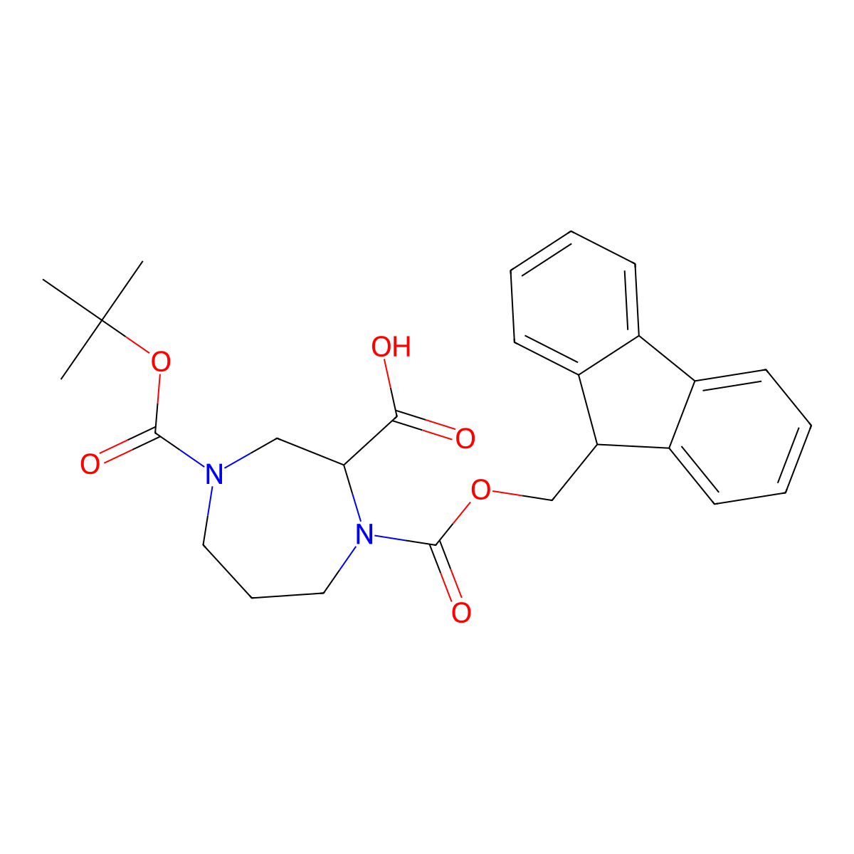 4-[(tert-butoxy)carbonyl]-1-{[(9H-fluoren-9-yl)methoxy]carbonyl}-1,4-diazepane-2-carboxylicacid molecular structure, CAS 2171516-04-2