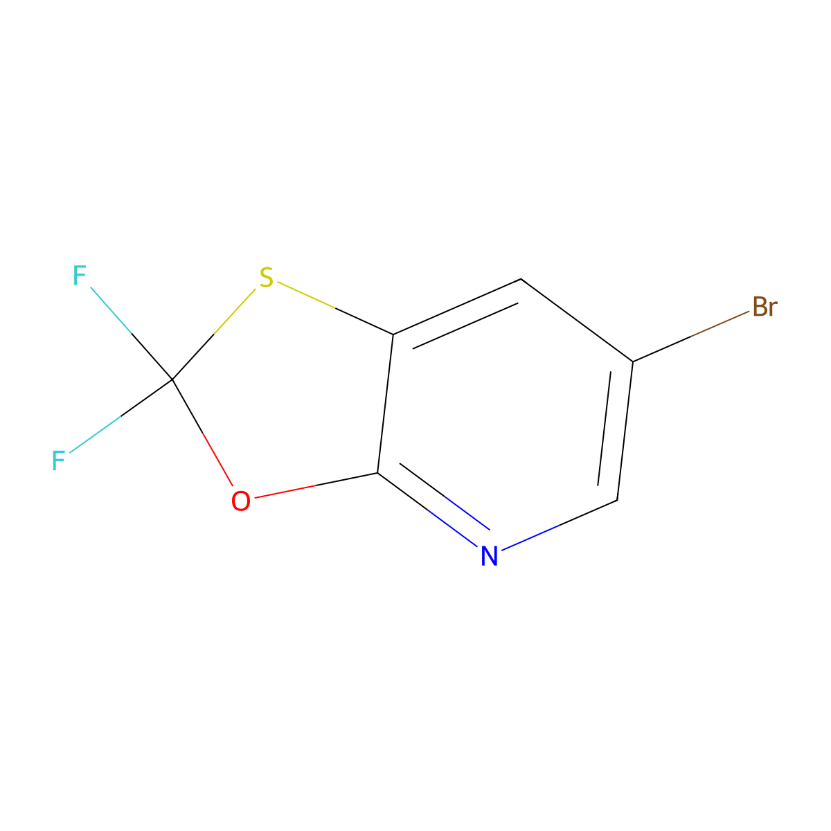 6-bromo-2,2-difluoro-2H-[1,3]oxathiolo[5,4-b]pyridine molecular structure, CAS 2171527-60-7