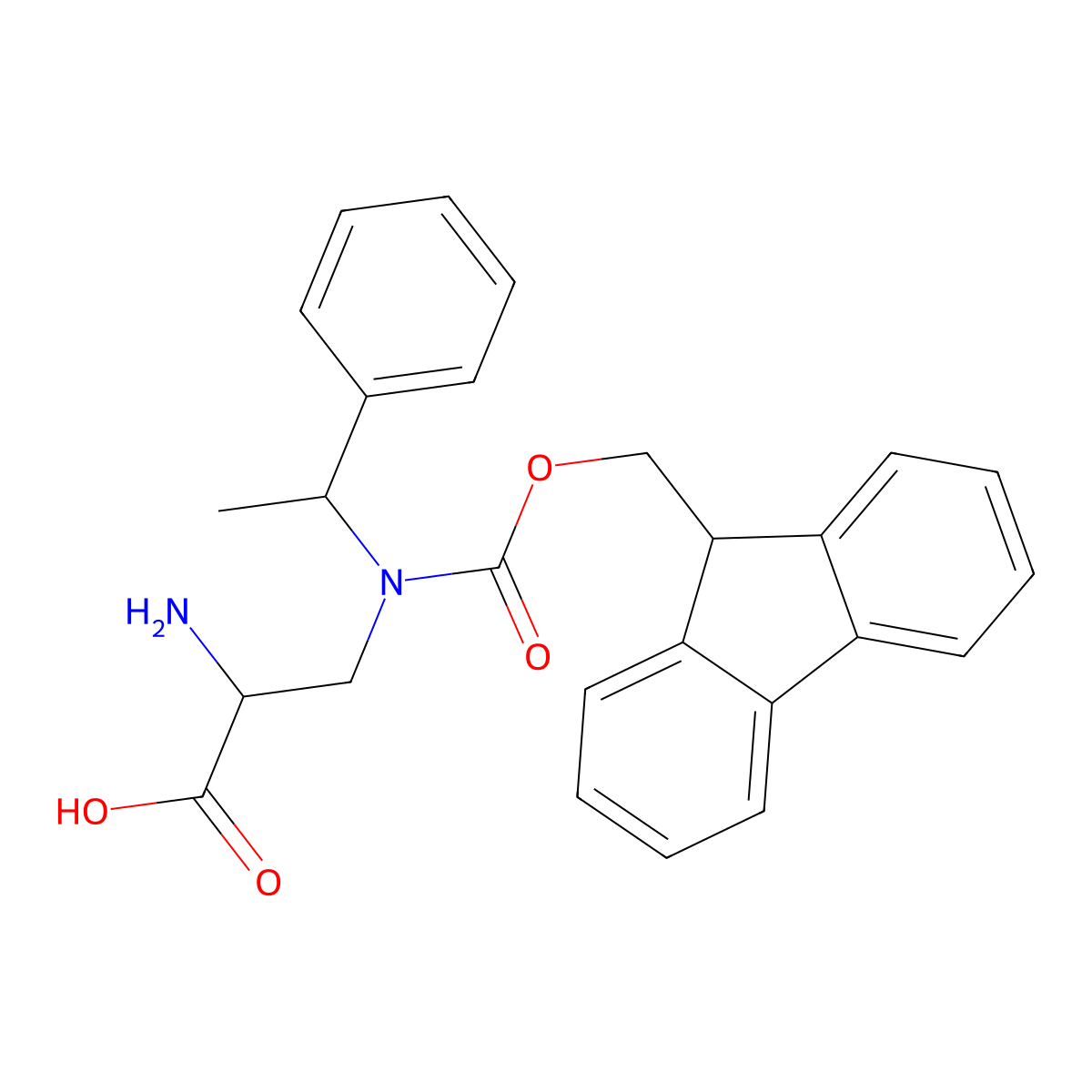 2-amino-3-({[(9H-fluoren-9-yl)methoxy]carbonyl}(1-phenylethyl)amino)propanoic acid molecular structure, CAS 2171573-69-4