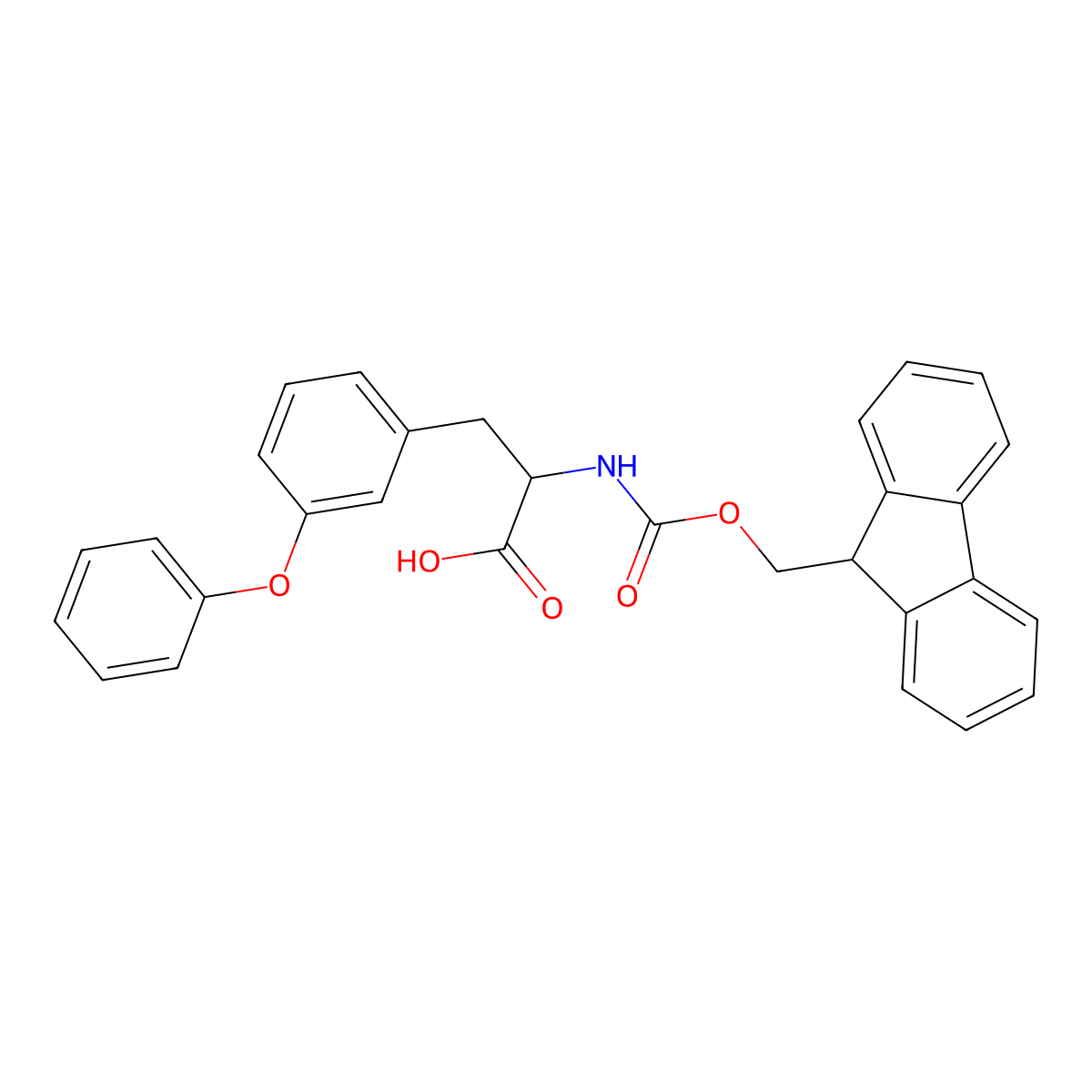 2-((((9H-Fluoren-9-yl)methoxy)carbonyl)amino)-3-(3-phenoxyphenyl)propanoic acid molecular structure, CAS 2171574-18-6