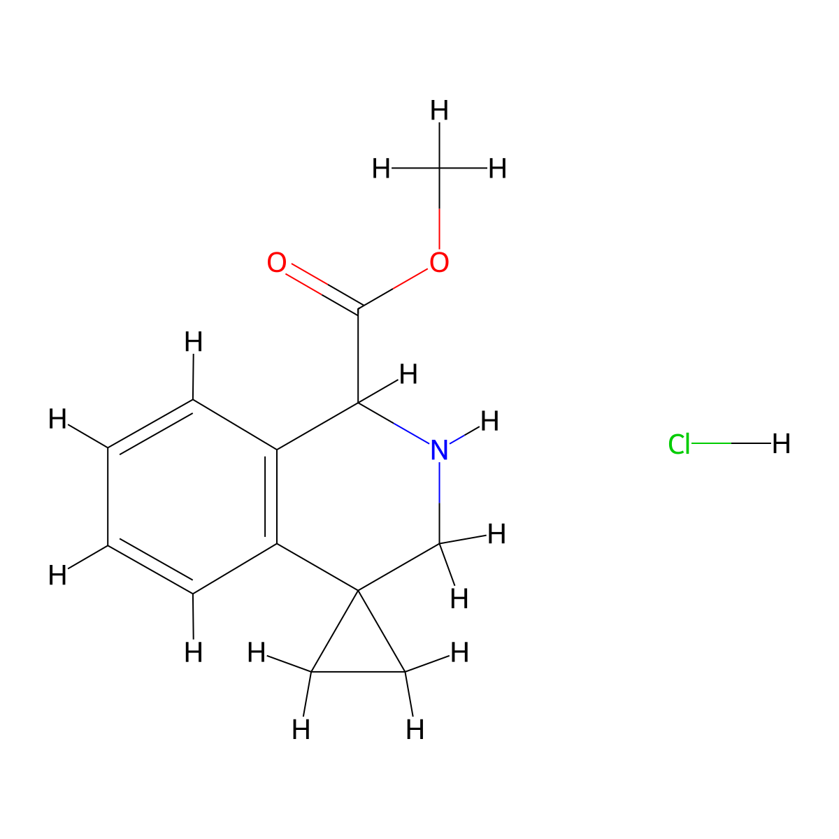 Methyl 2',3'-dihydro-1'H-spiro[cyclopropane-1,4'-isoquinoline]-1'-carboxylate hydrochloride molecular structure, CAS 2171576-81-9