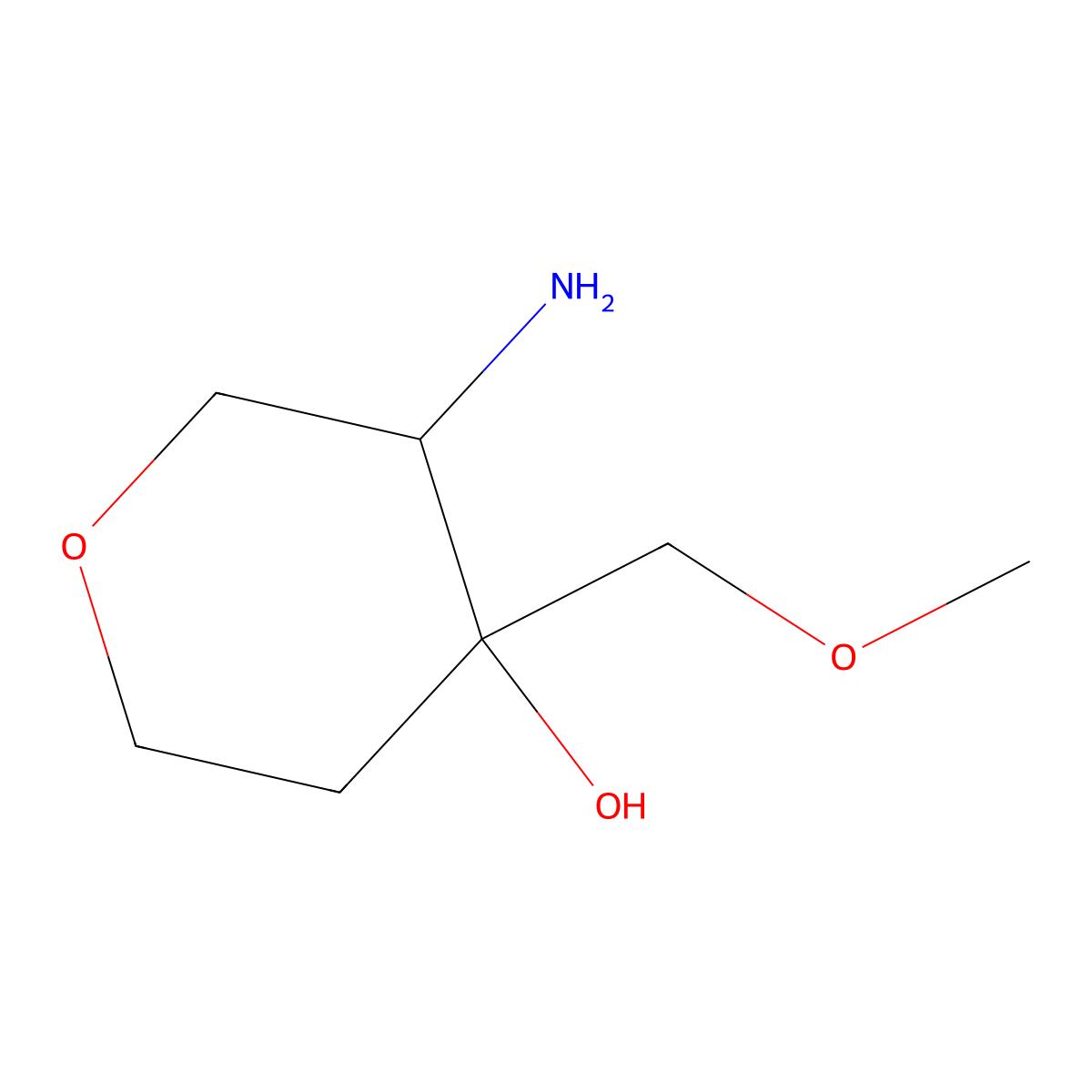 3-Amino-4-(methoxymethyl)oxan-4-ol molecular structure, CAS 2171579-41-0
