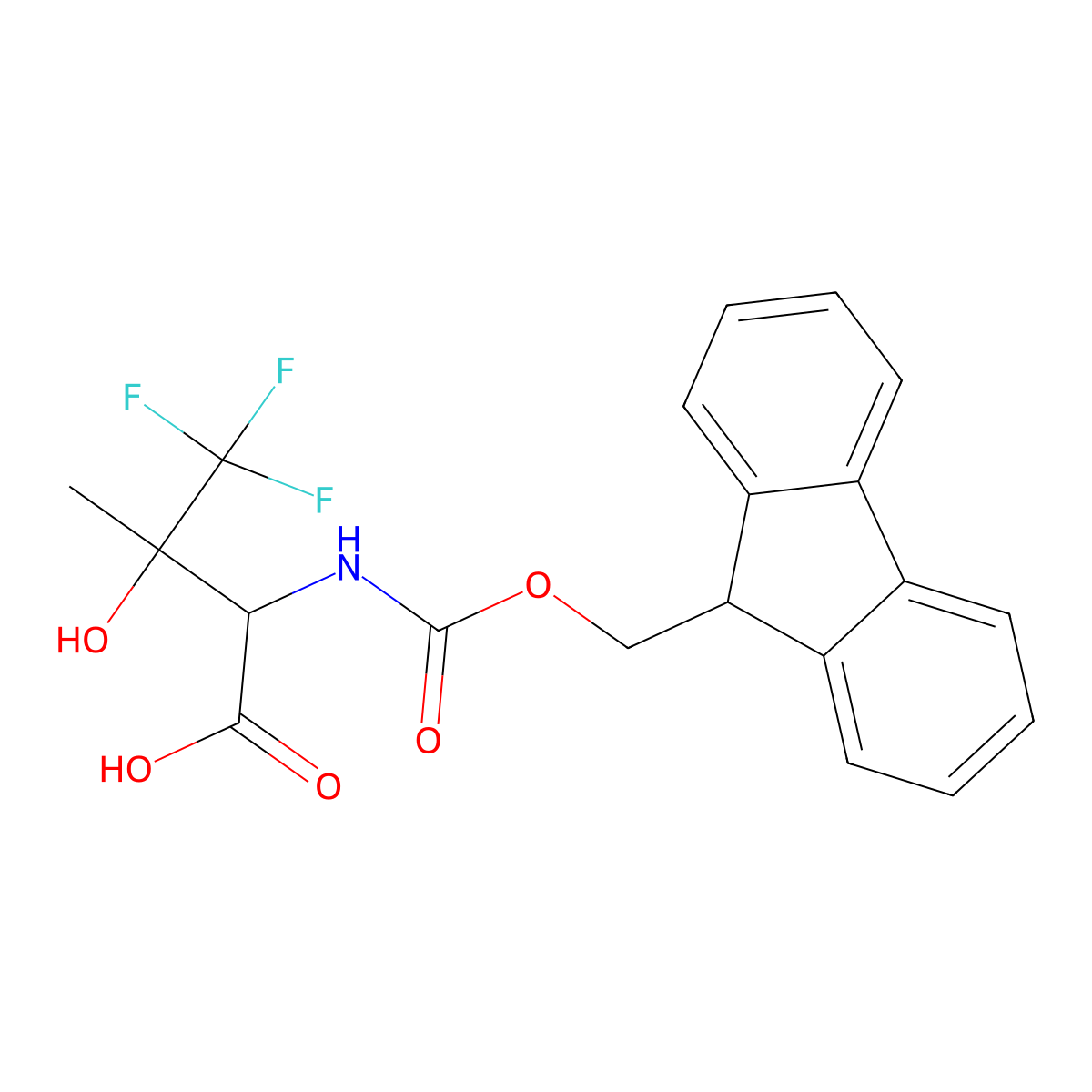 2-({[(9H-fluoren-9-yl)methoxy]carbonyl}amino)-4,4,4-trifluoro-3-hydroxy-3-methylbutanoic acid molecular structure, CAS 2171597-18-3