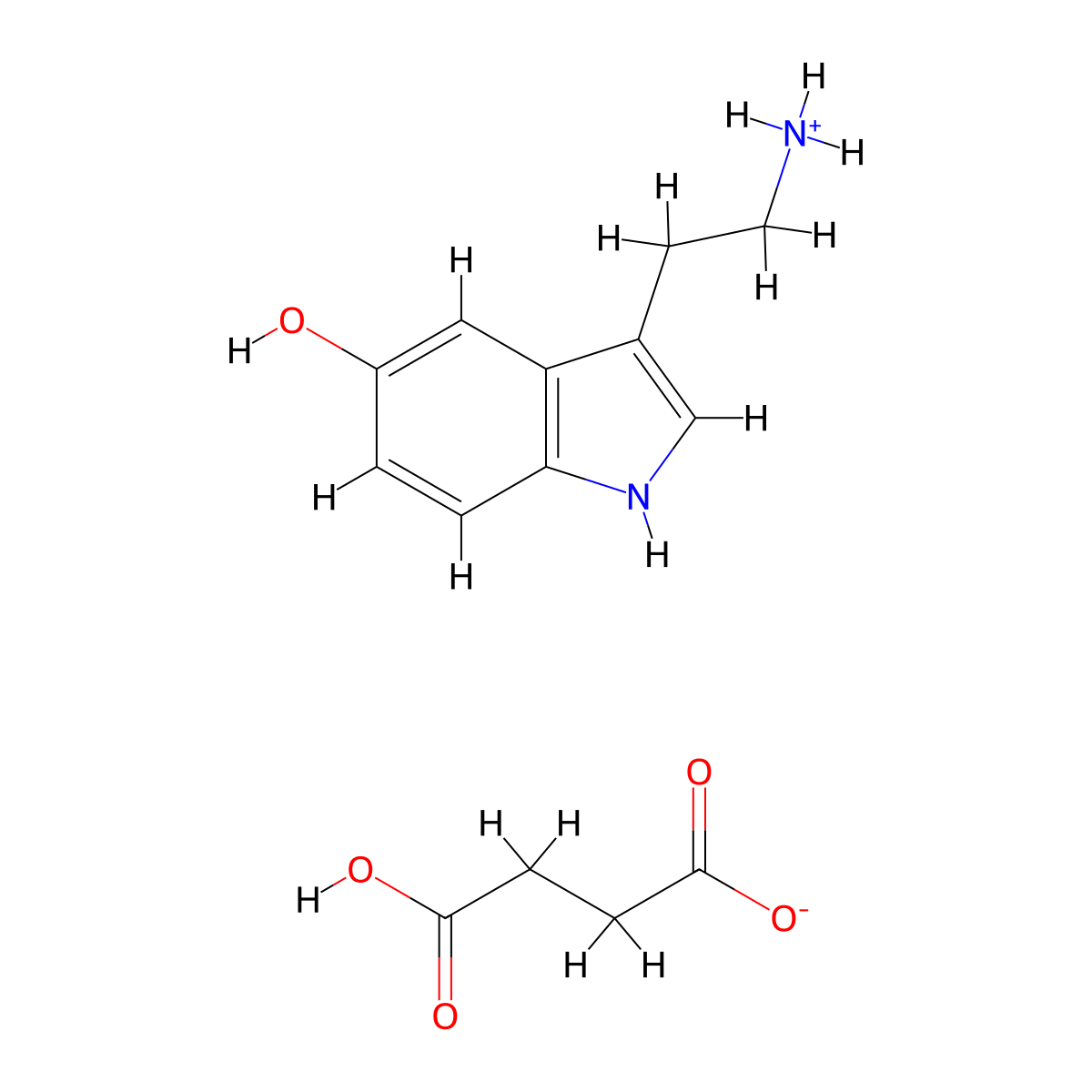 Serotonin succinate molecular structure, CAS 21716-89-2