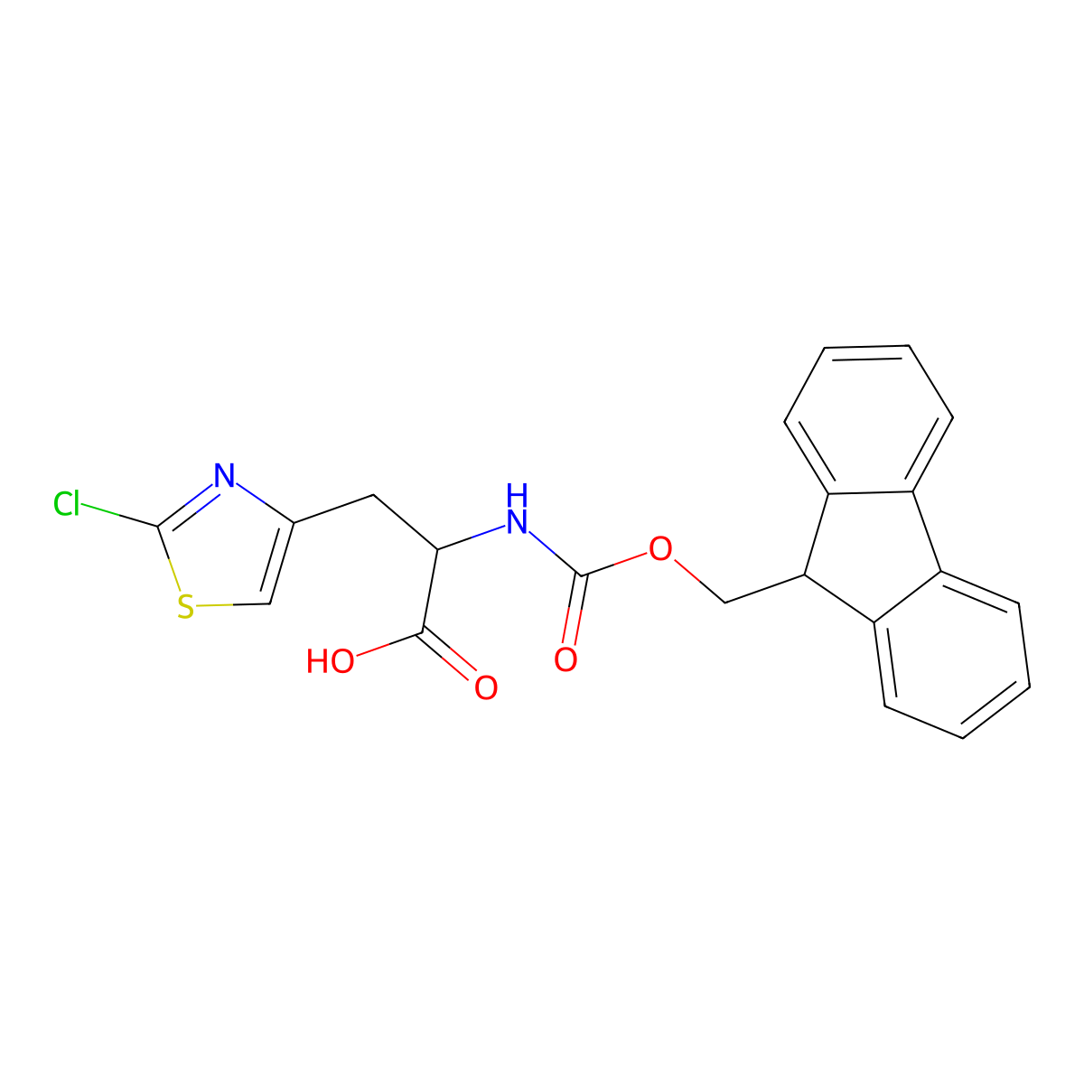 3-(2-chloro-1,3-thiazol-4-yl)-2-({[(9H-fluoren-9-yl)methoxy]carbonyl}amino)propanoic acid molecular structure, CAS 2171600-56-7