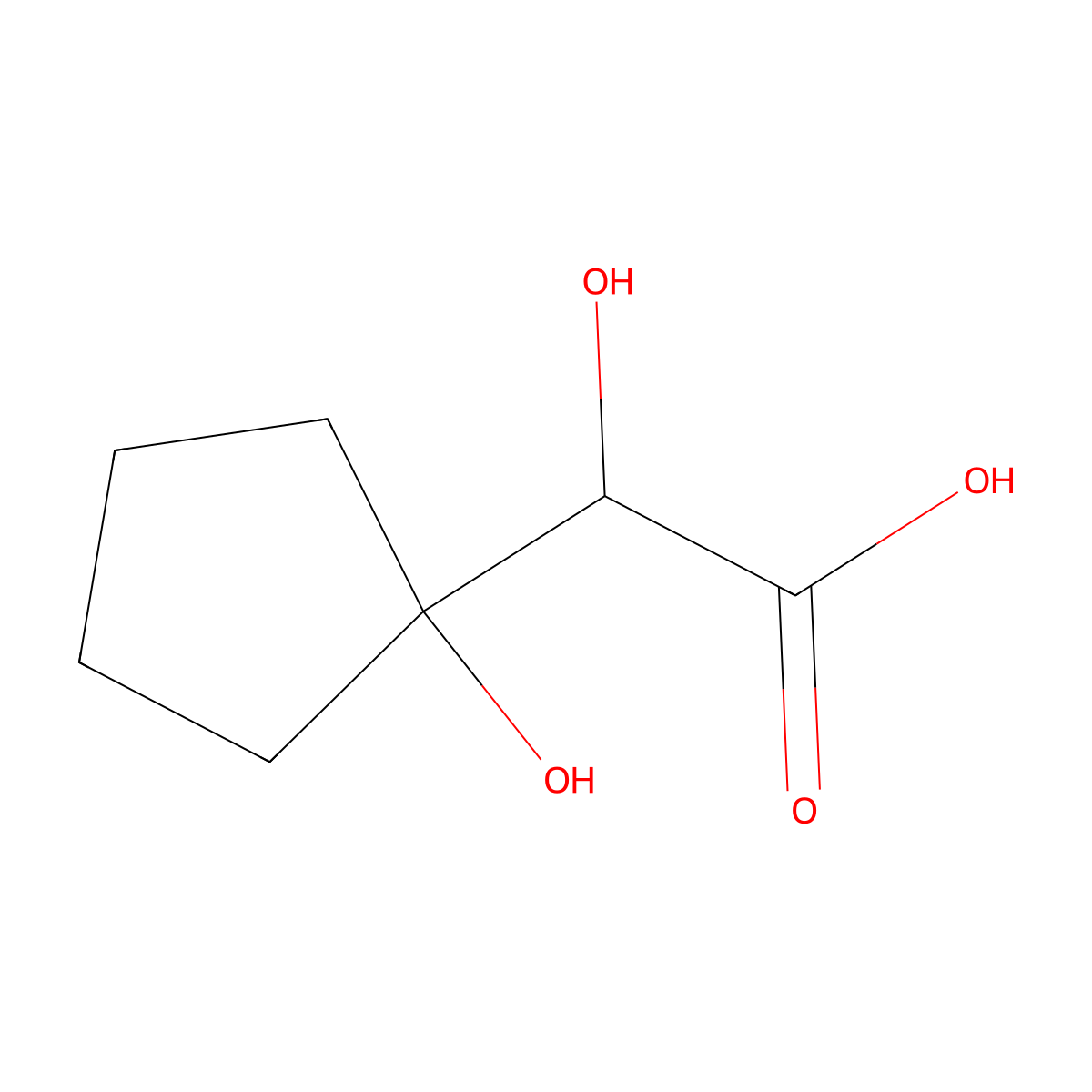2-Hydroxy-2-(1-hydroxycyclopentyl)acetic acid molecular structure, CAS 2171601-15-1