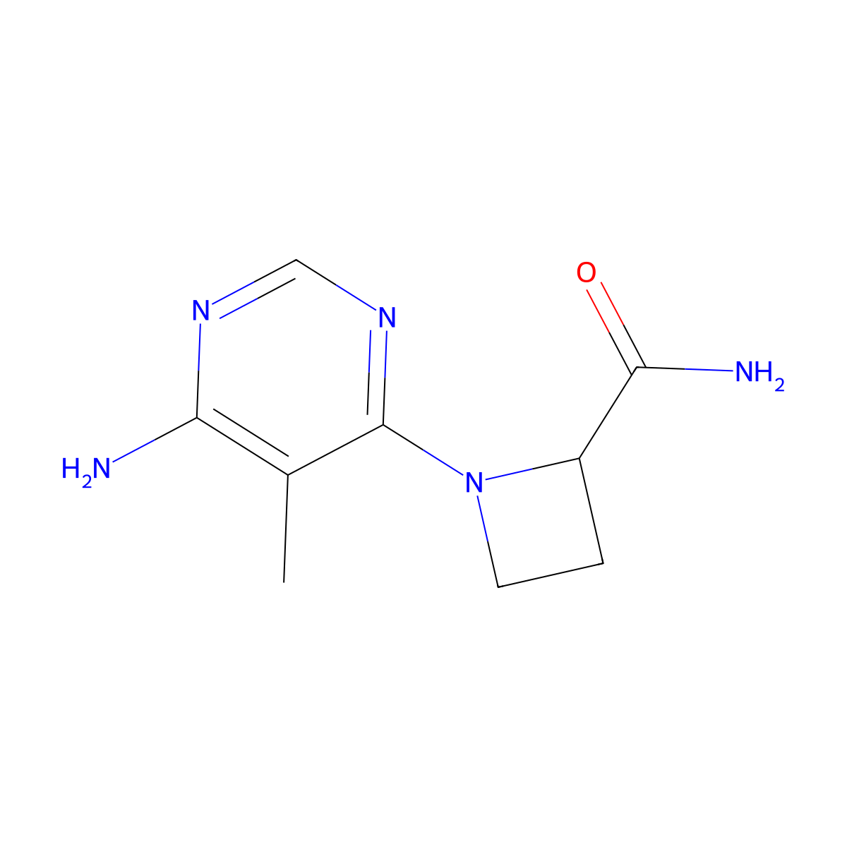 1-(6-Amino-5-methylpyrimidin-4-yl)azetidine-2-carboxamide molecular structure, CAS 2171605-57-3