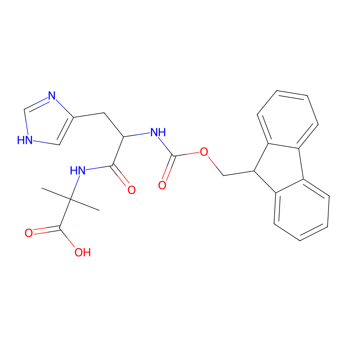 2-[2-({[(9H-fluoren-9-yl)methoxy]carbonyl}amino)-3-(1H-imidazol-4-yl)propanamido]-2-methylpropanoic acid molecular structure, CAS 2171608-49-2