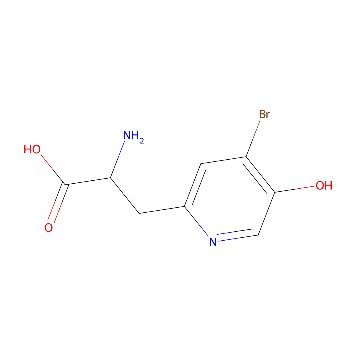 2-Amino-3-(4-bromo-5-hydroxypyridin-2-yl)propanoic acid molecular structure, CAS 2171635-08-6