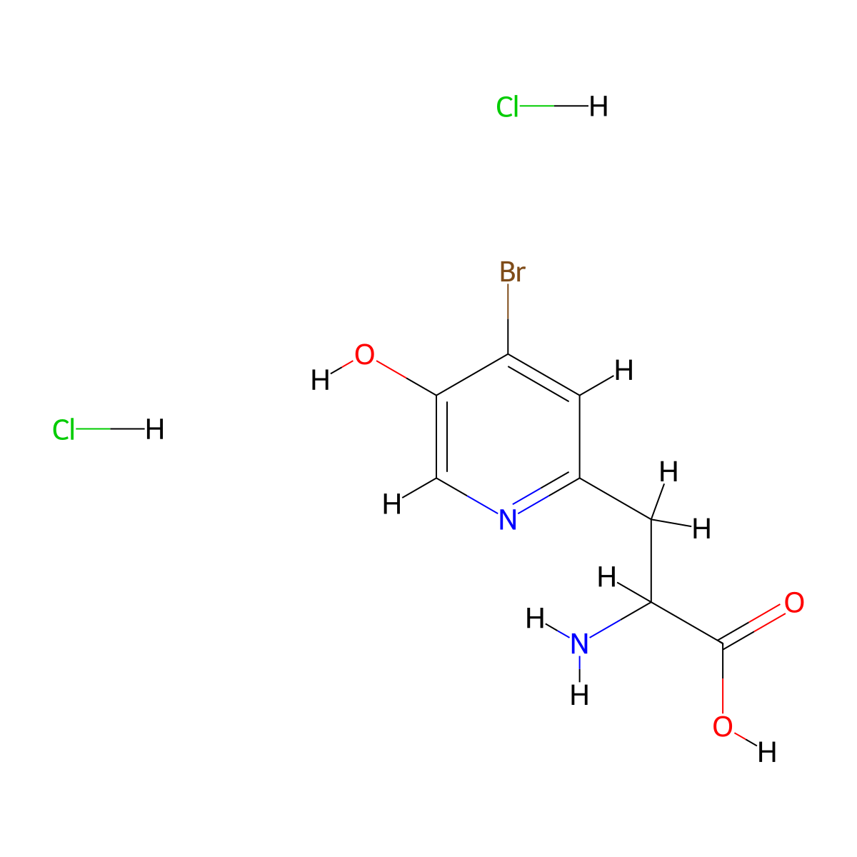 2-Amino-3-(4-bromo-5-hydroxypyridin-2-yl)propanoic acid dihydrochloride molecular structure, CAS 2171635-09-7