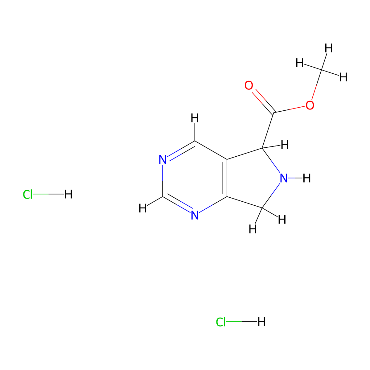 methyl 5H,6H,7H-pyrrolo[3,4-d]pyrimidine-5-carboxylate dihydrochloride molecular structure, CAS 2171642-94-5