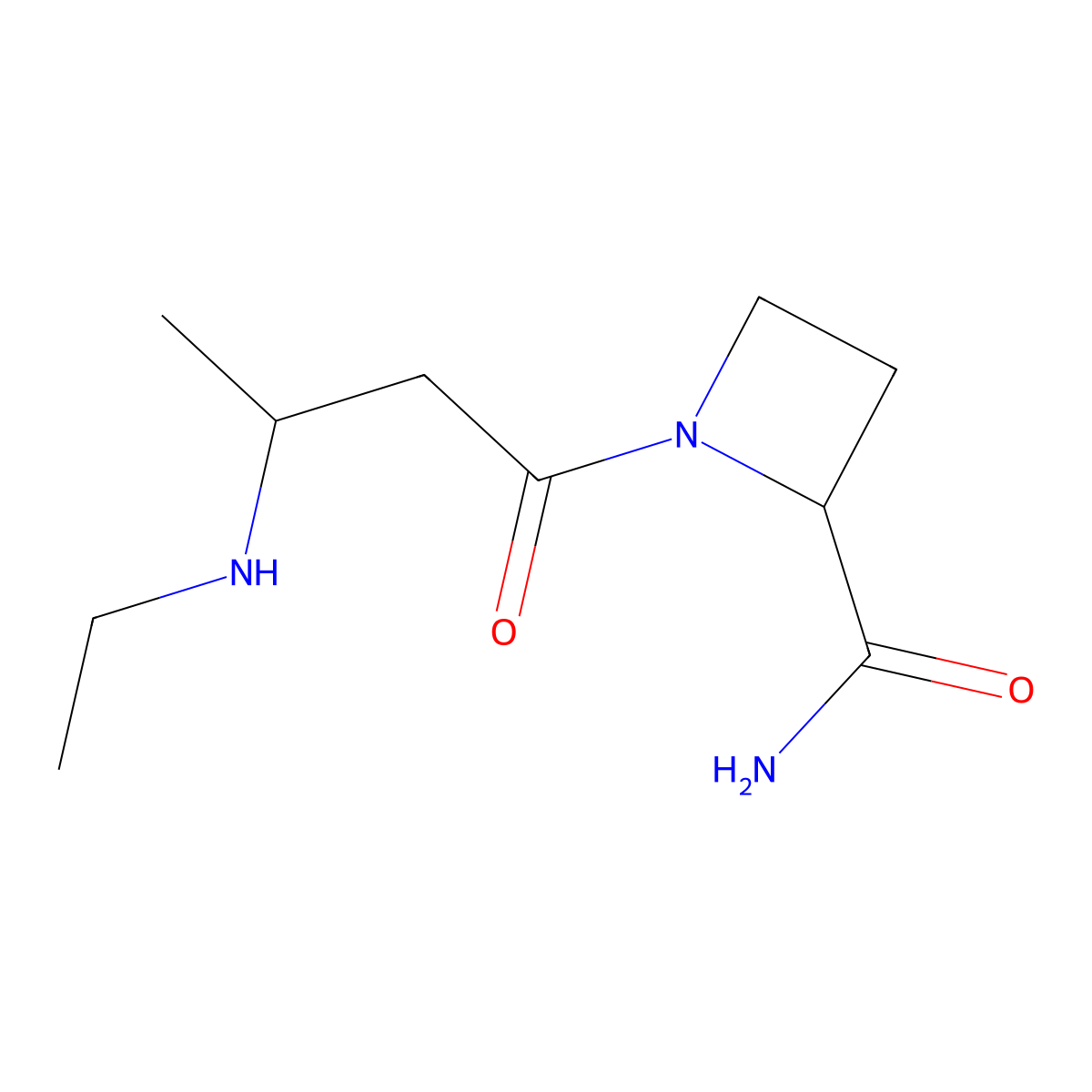 1-[3-(Ethylamino)butanoyl]azetidine-2-carboxamide molecular structure, CAS 2171671-70-6
