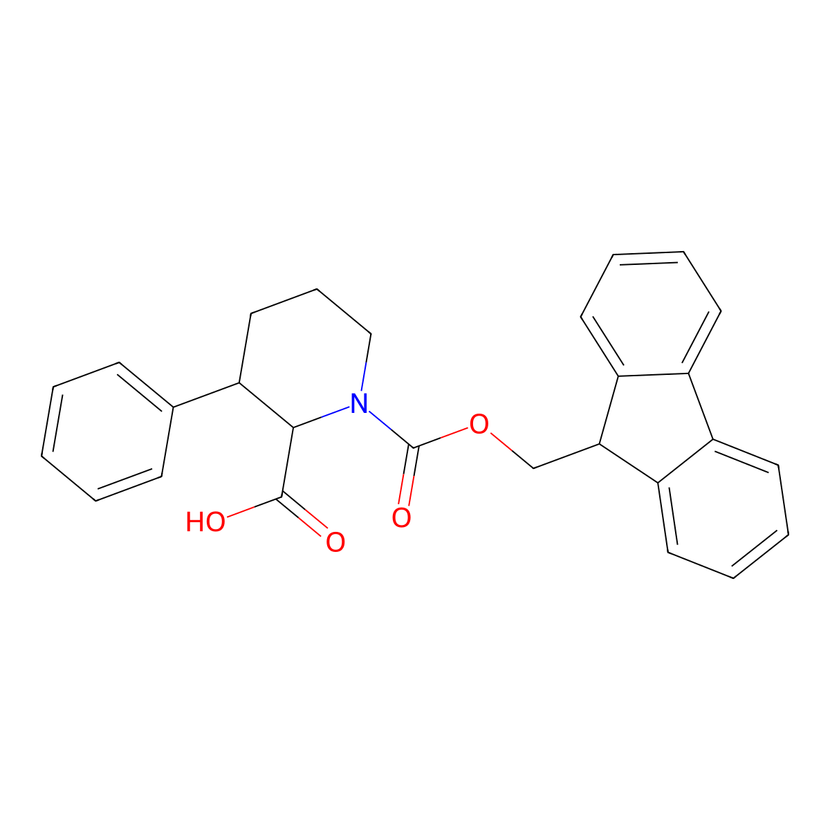 1-{[(9H-fluoren-9-yl)methoxy]carbonyl}-3-phenylpiperidine-2-carboxylic acid molecular structure, CAS 2171675-98-0