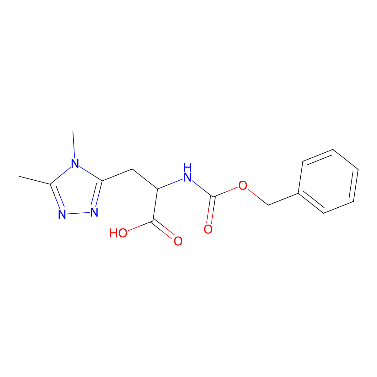 2-{[(benzyloxy)carbonyl]amino}-3-(dimethyl-4H-1,2,4-triazol-3-yl)propanoic acid molecular structure, CAS 2171684-27-6