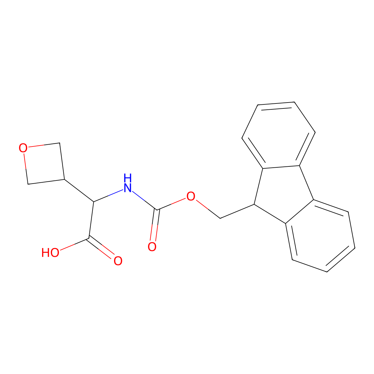 2-((((9H-Fluoren-9-yl)methoxy)carbonyl)amino)-2-(oxetan-3-yl)acetic acid molecular structure, CAS 2171691-13-5