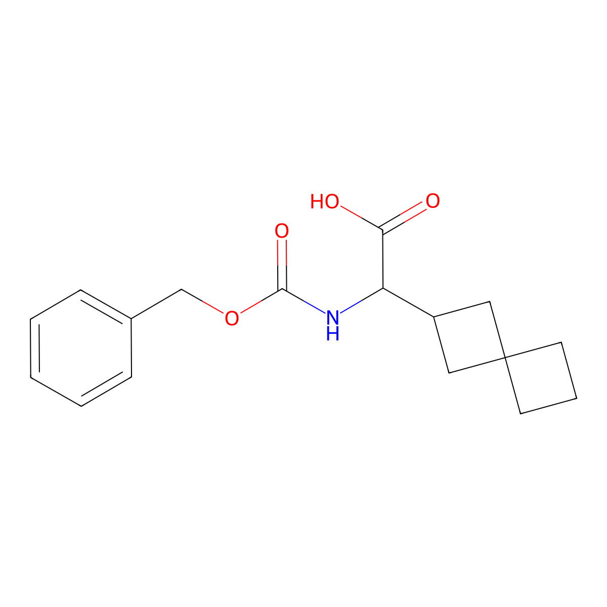 2-{[(Benzyloxy)carbonyl]amino}-2-{spiro[3.3]heptan-2-yl}acetic acid molecular structure, CAS 2171695-82-0