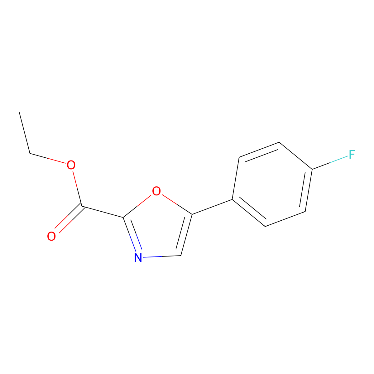 Ethyl 5-(4-fluorophenyl)-1,3-oxazole-2-carboxylate molecular structure, CAS 21717-99-7