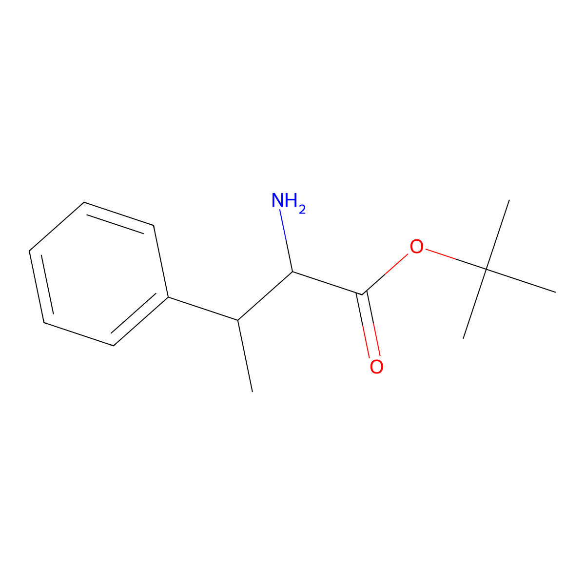 Tert-butyl 2-amino-3-phenylbutanoate molecular structure, CAS 2171701-19-0
