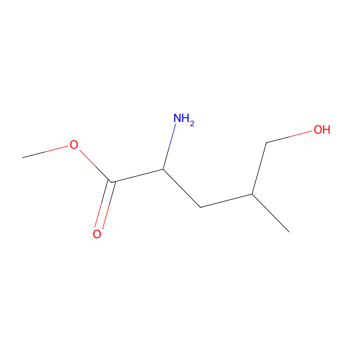 Methyl 2-amino-5-hydroxy-4-methylpentanoate molecular structure, CAS 2171720-62-8