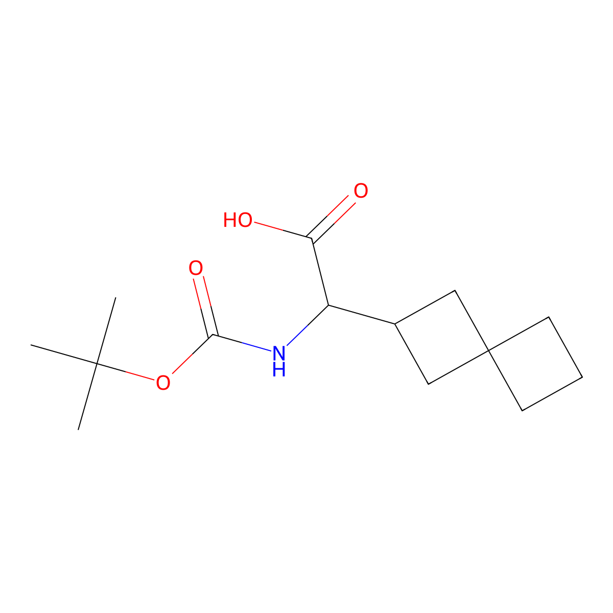 2-{[(Tert-butoxy)carbonyl]amino}-2-{spiro[3.3]heptan-2-yl}acetic acid molecular structure, CAS 2171731-99-8