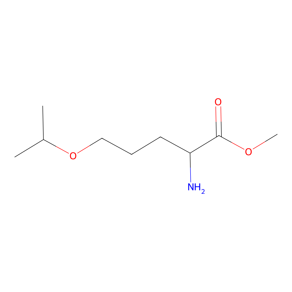 Methyl 2-amino-5-(propan-2-yloxy)pentanoate molecular structure, CAS 2171739-07-2