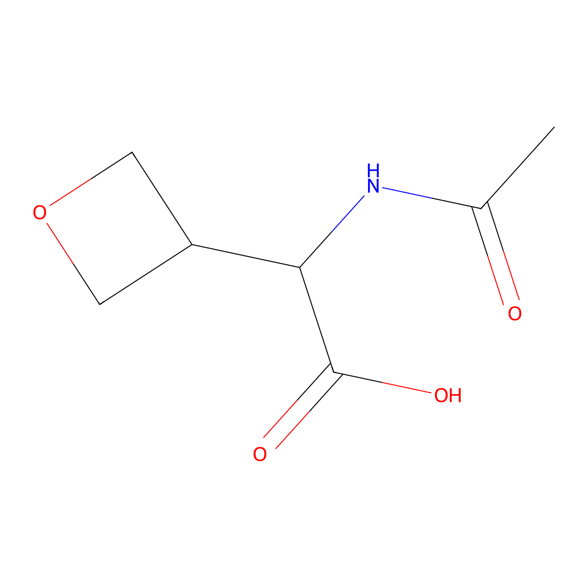 2-Acetamido-2-(oxetan-3-yl)acetic acid molecular structure, CAS 2171769-24-5